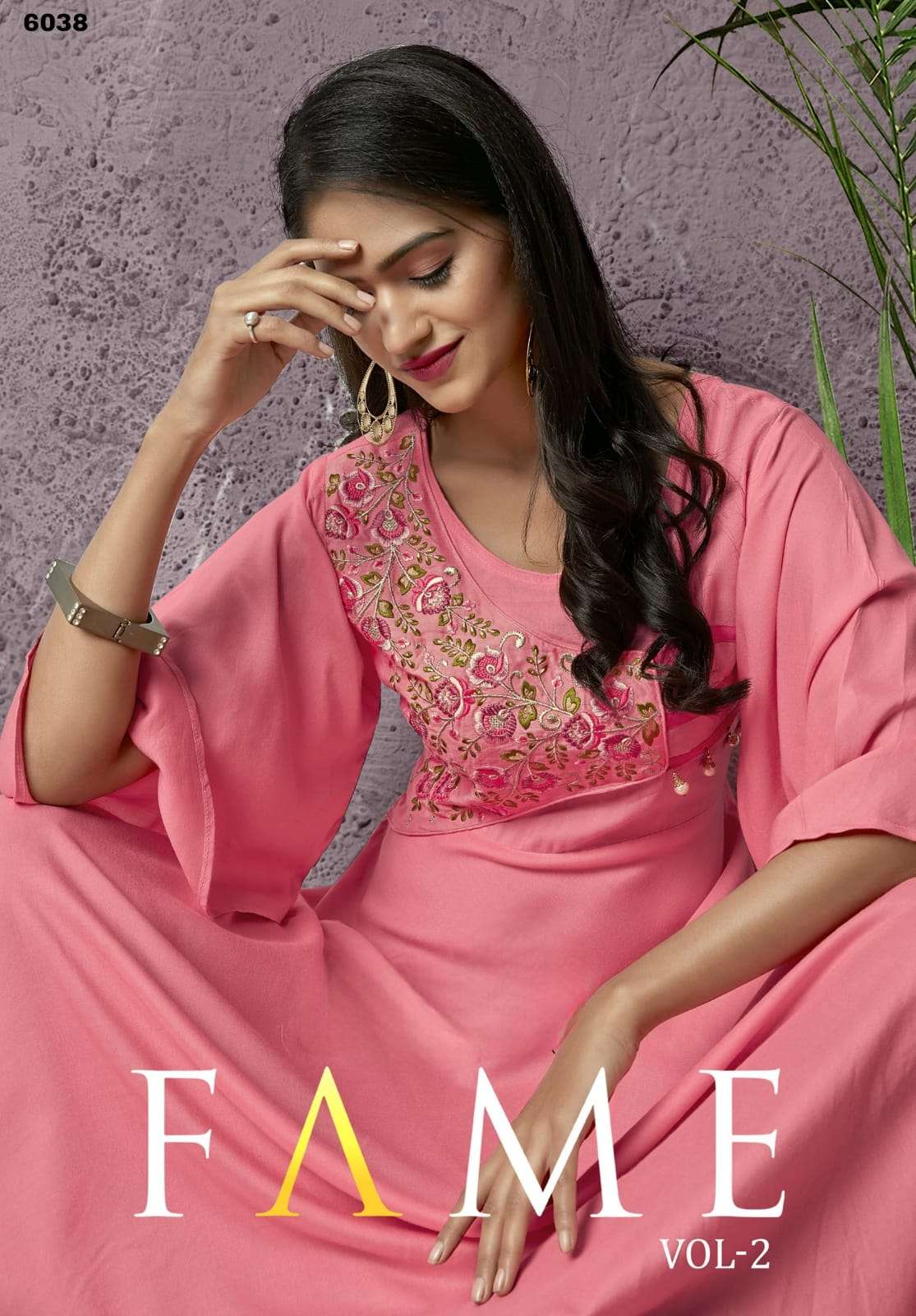 Fame Vol 2 designer 14KG Heavy Riyon Long  Kurti 
