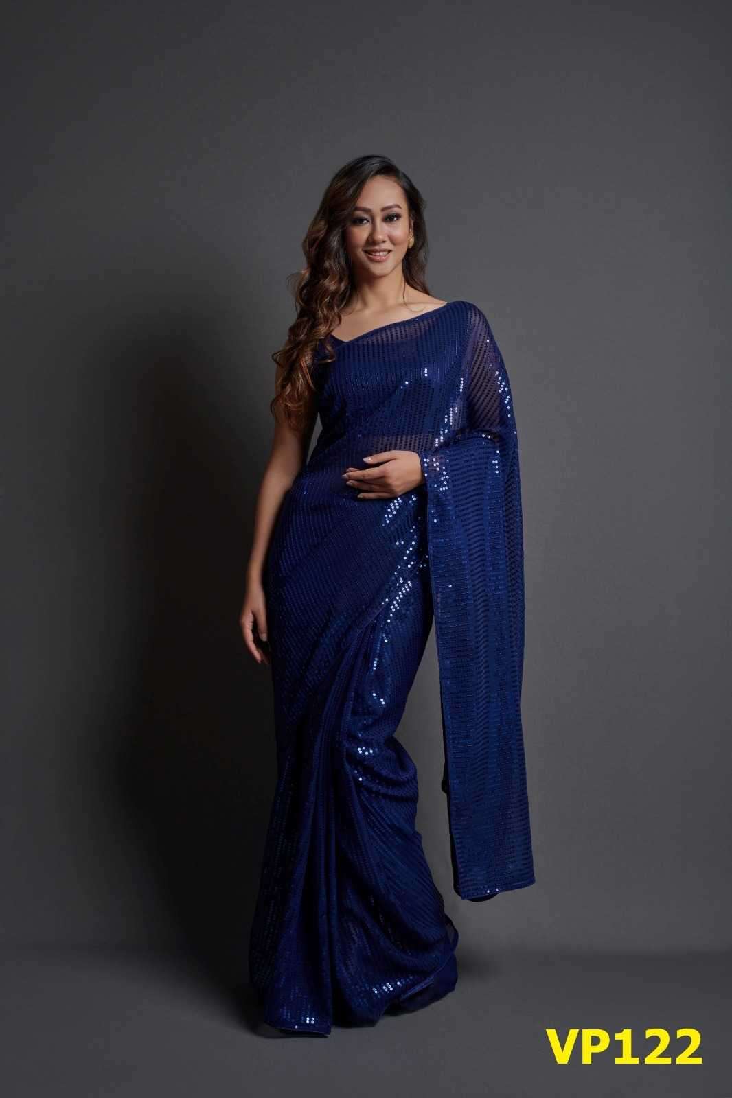 fashion berry plain sequence vp121-vp130 nx Soft georgette saree