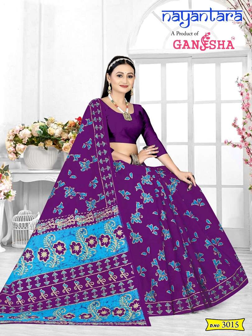 Ganesha Nayantara Vol-3 series 3006-3017 Pure Cotton saree