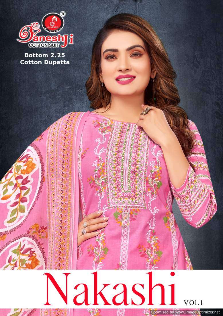 Ganeshji Nakashi Vol-1 series 1001-1008 Pure Cotton saree