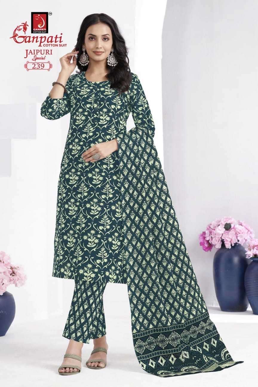 ganpati jaipuri special vol 10 series 236-250 cotton readymade suit 