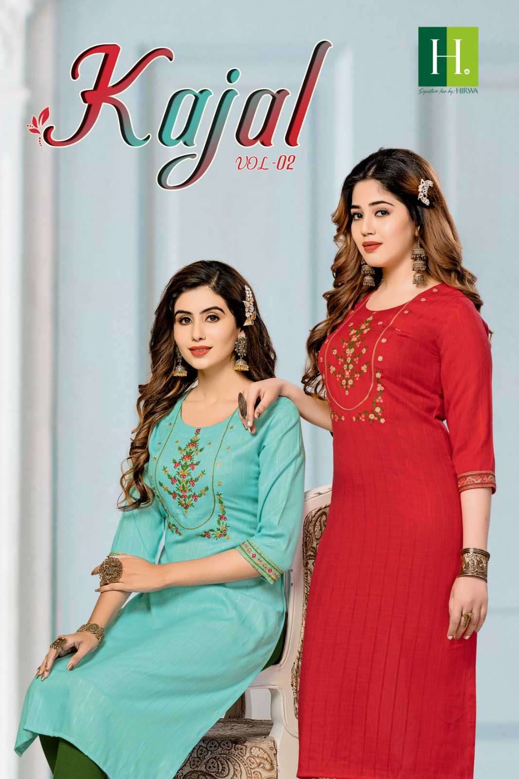 hirwa kajal vol 2 series 201-208  Viscose RAYON Dobby kurti