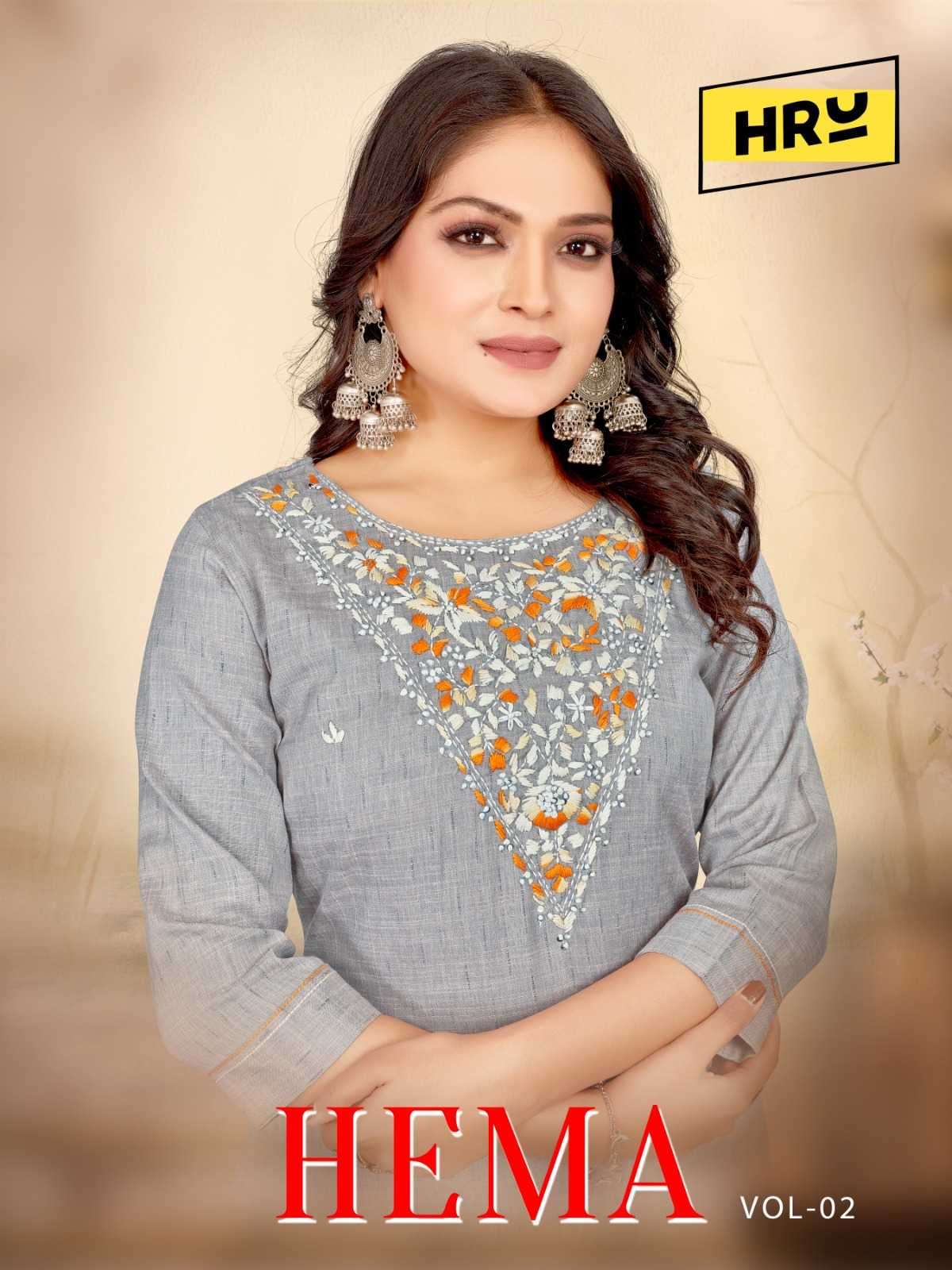hru hema vol 2 pure viscose hand embroidered kurti 