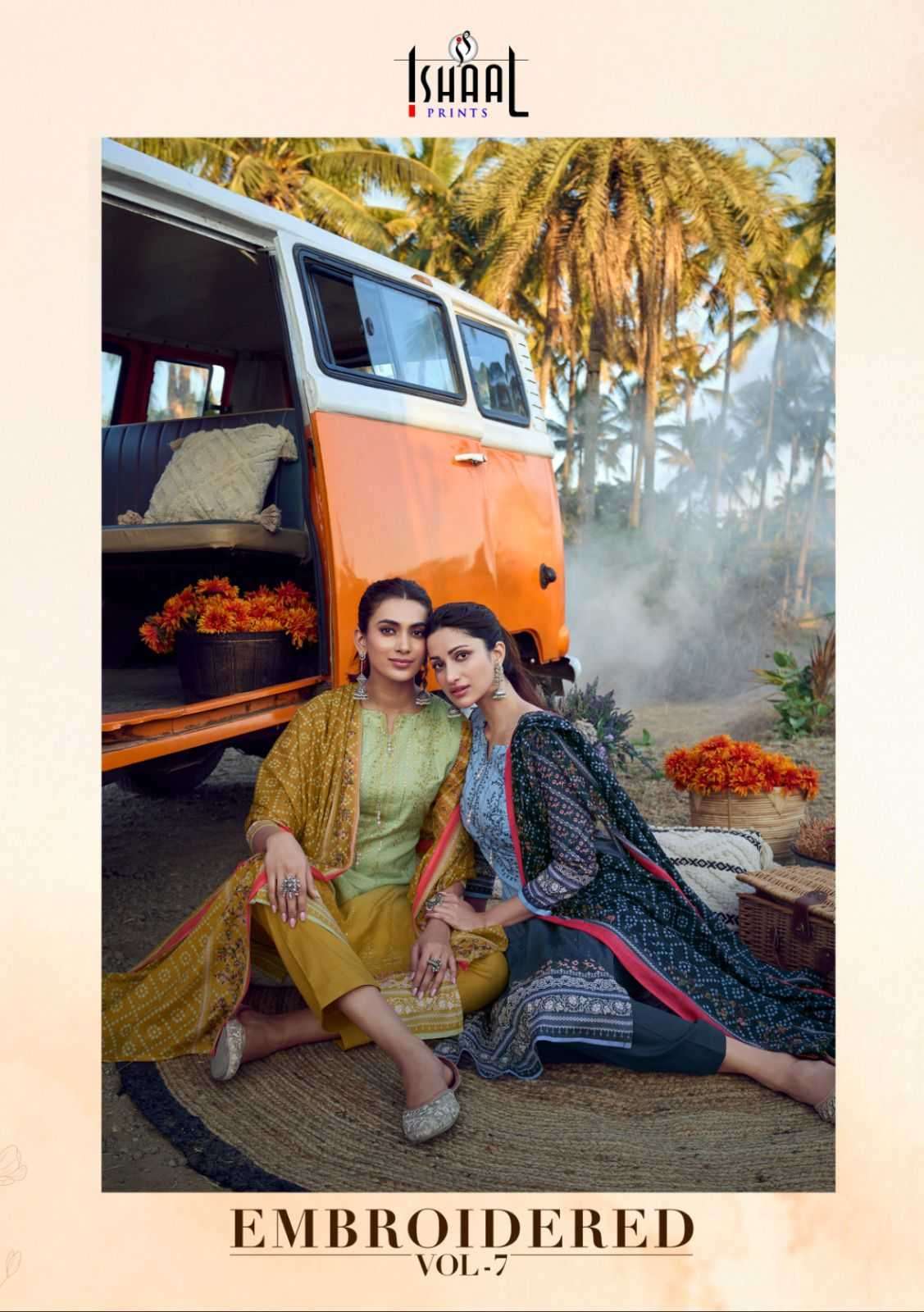 ishaal prints embroidered vol 7 series 7001-7010 lawn suit 