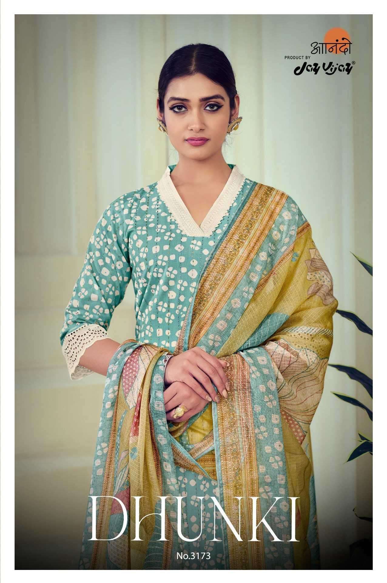 jayvijay dhunki 3173 pure cotton block print suit 