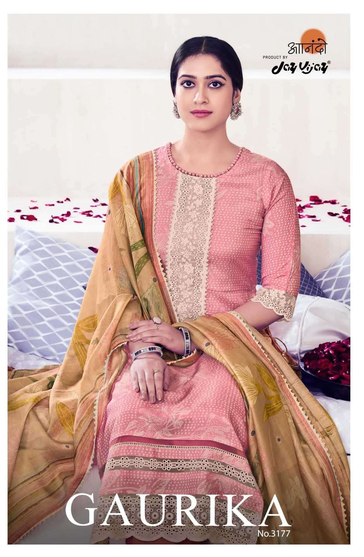 jayvijay gaurika 3177 pure muslin shimmer digital print suit