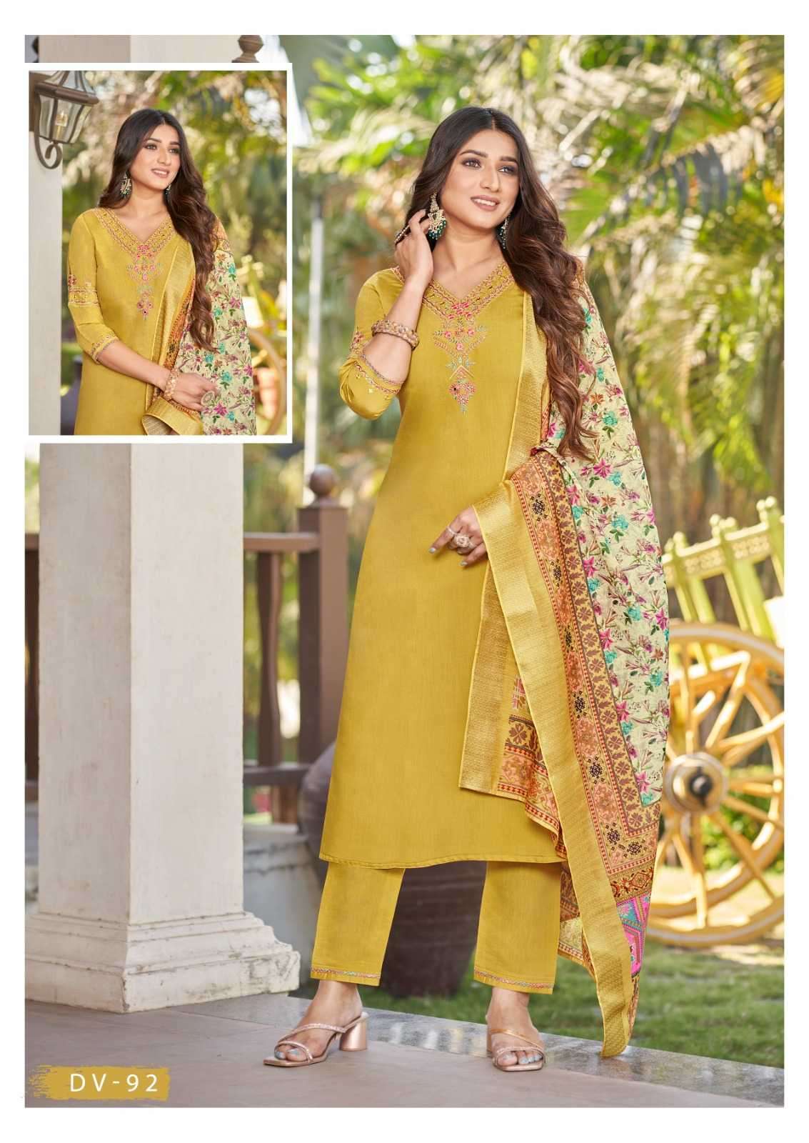 kalaroop kajree dv 92 Roman silk with embroidery readymade suit 