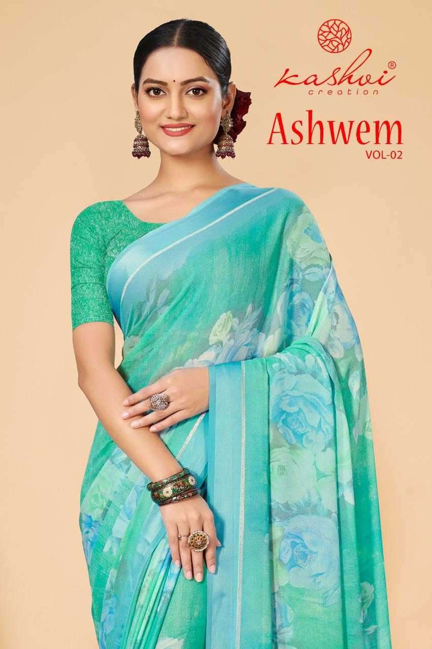 kashvi ashwem vol 2 series 1001-1008 dull moss saree