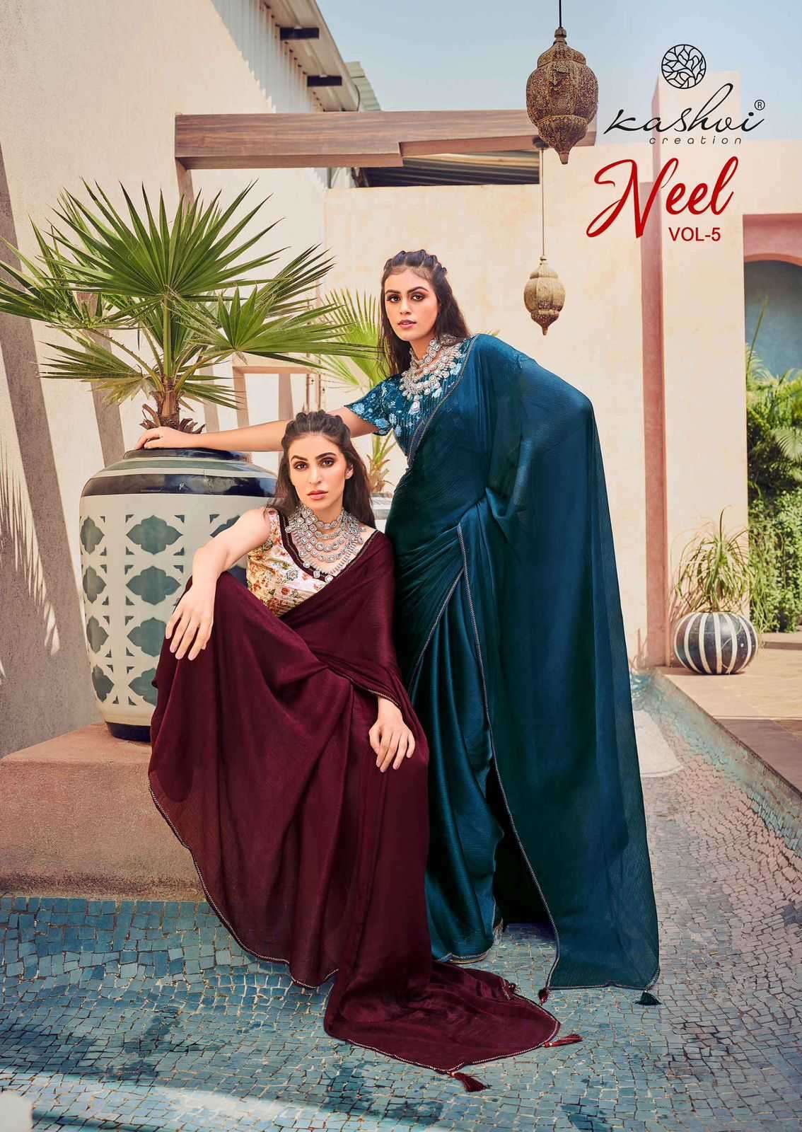kashvi neel vol 5 series 1001-1008 mono satin saree