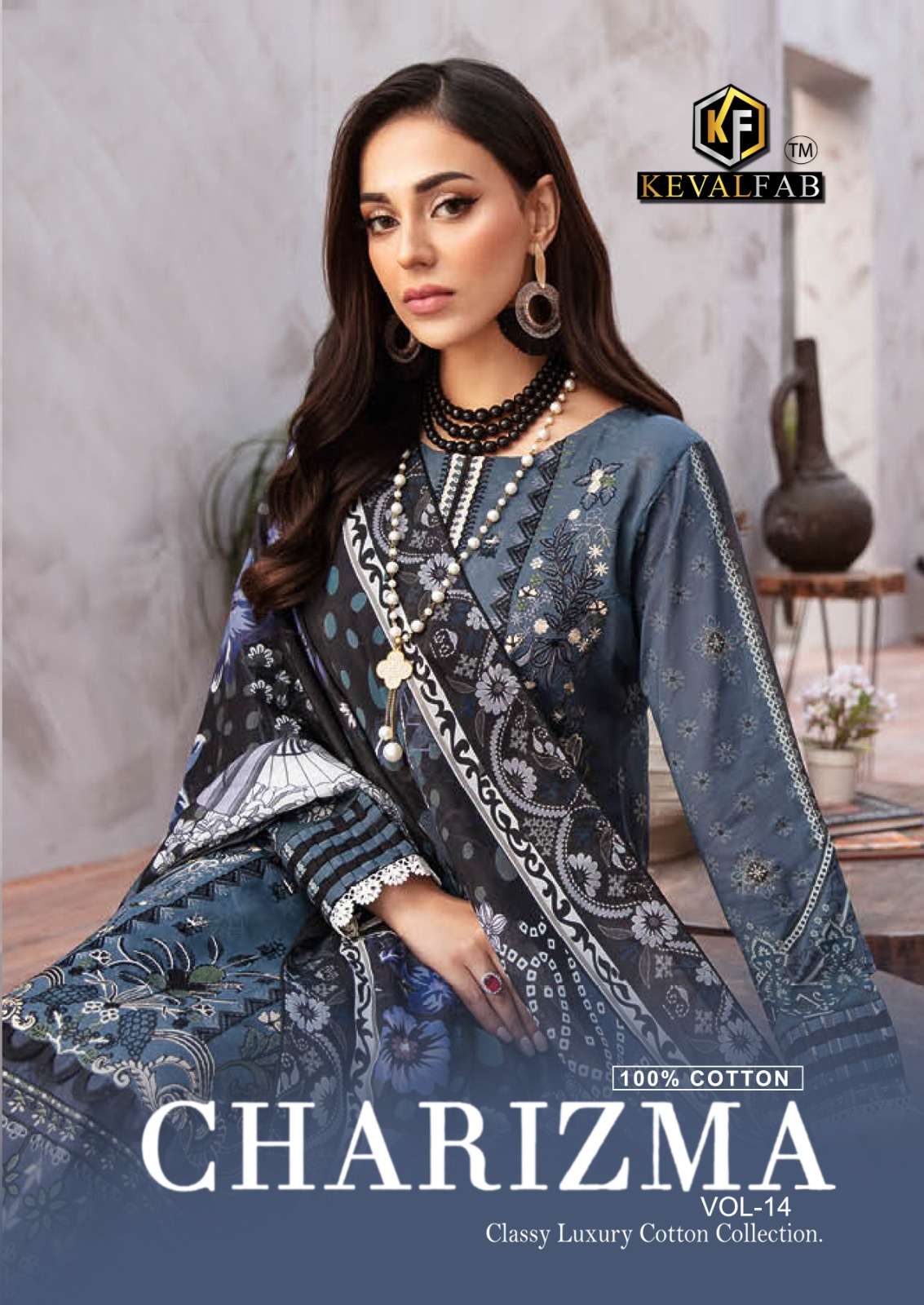 Keval Charizma Vol-14 series 14001-14006 Heavy Cotton suit