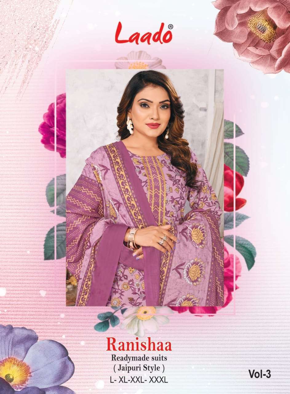 laado ranishaa vol 3 series 3001-3010 pure cotton readymade suit 