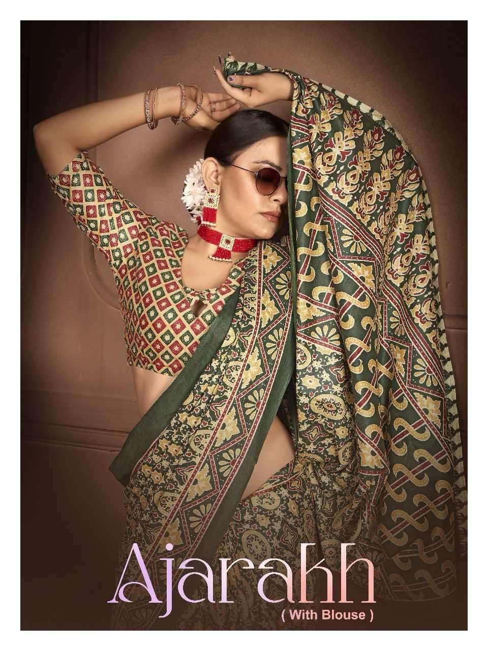 lakhani ajarakh block print series 1001-1020 cotton saree