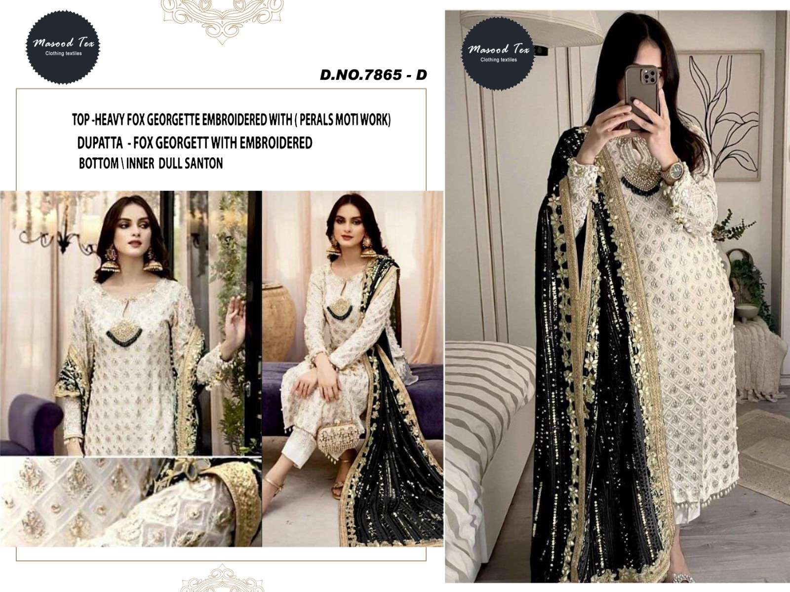 MASOOD TEX 7865 (ABCDE) DESIGNER FAUX GEORGETTE SUIT 