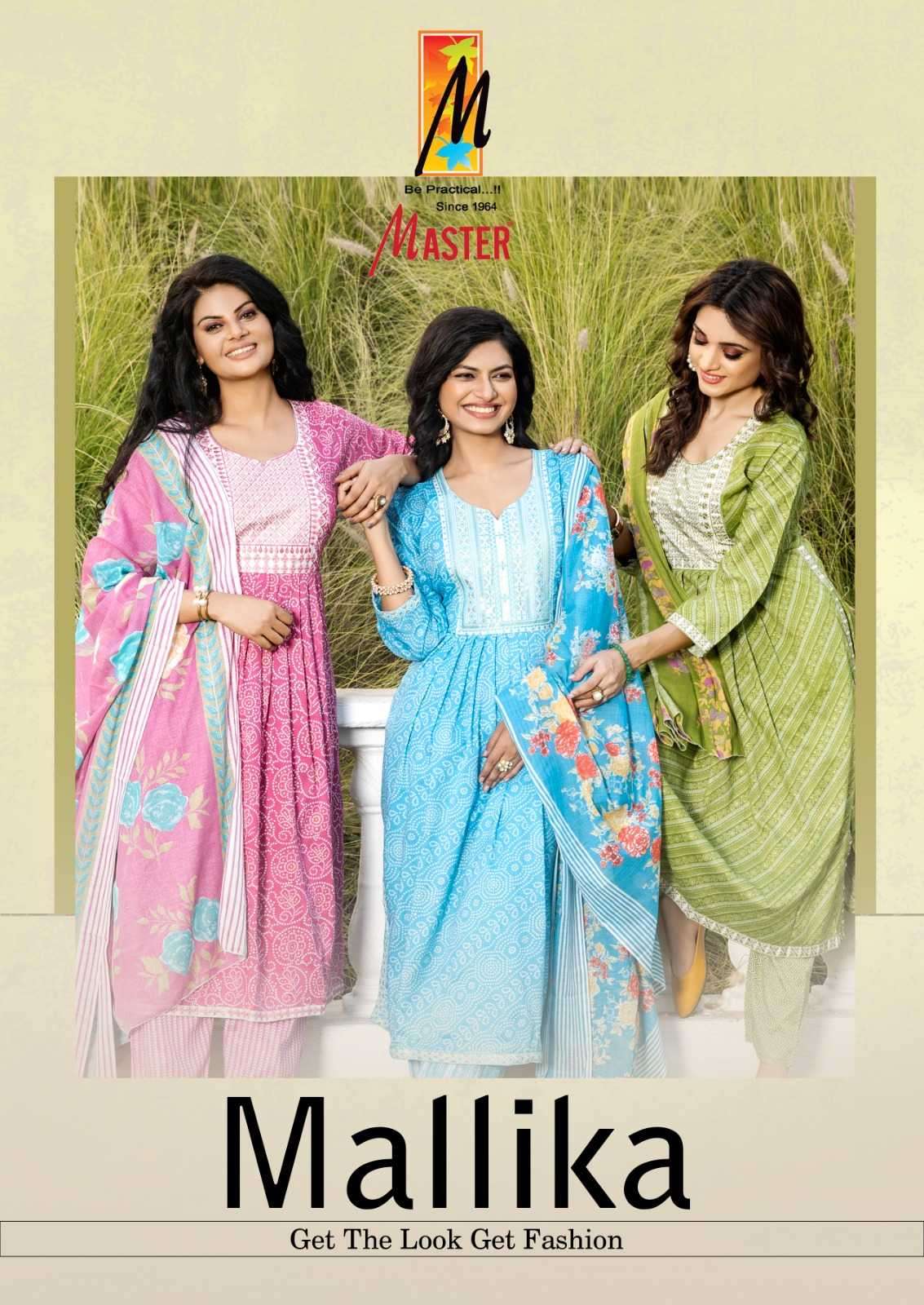 master mallika series 101-108 two tone readymade suit 