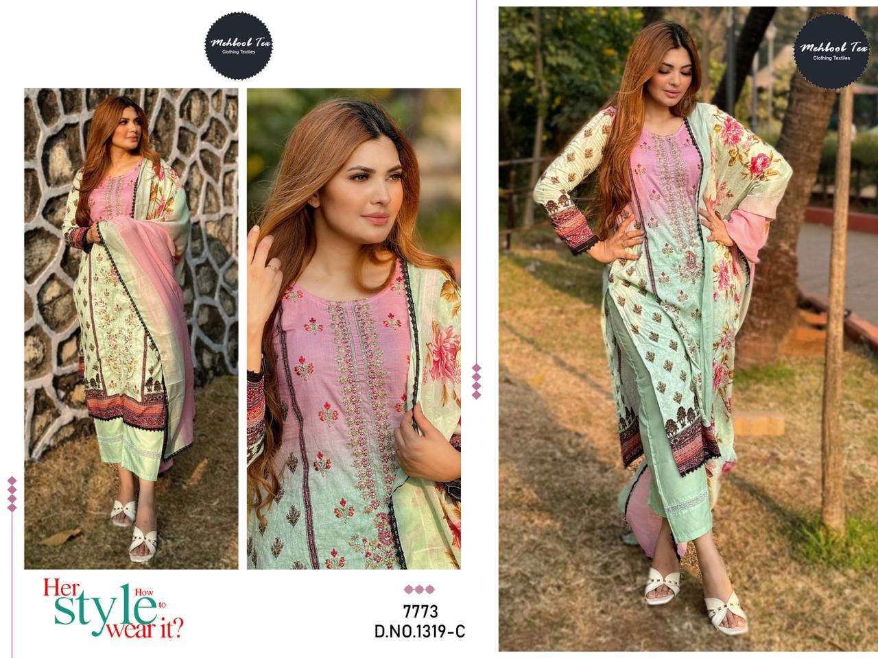 Mehboob tex 1319 design no cotton printed suit 