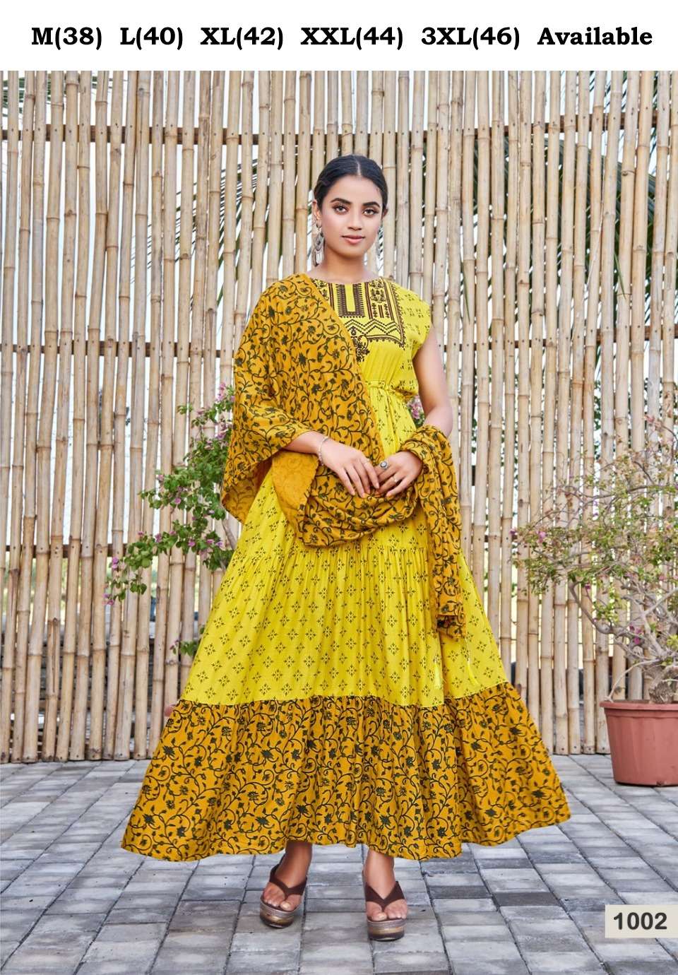 MIMI Vol 2 & 3 designer Heavy Reyon Printed Long Gowns With Printed Dupatta