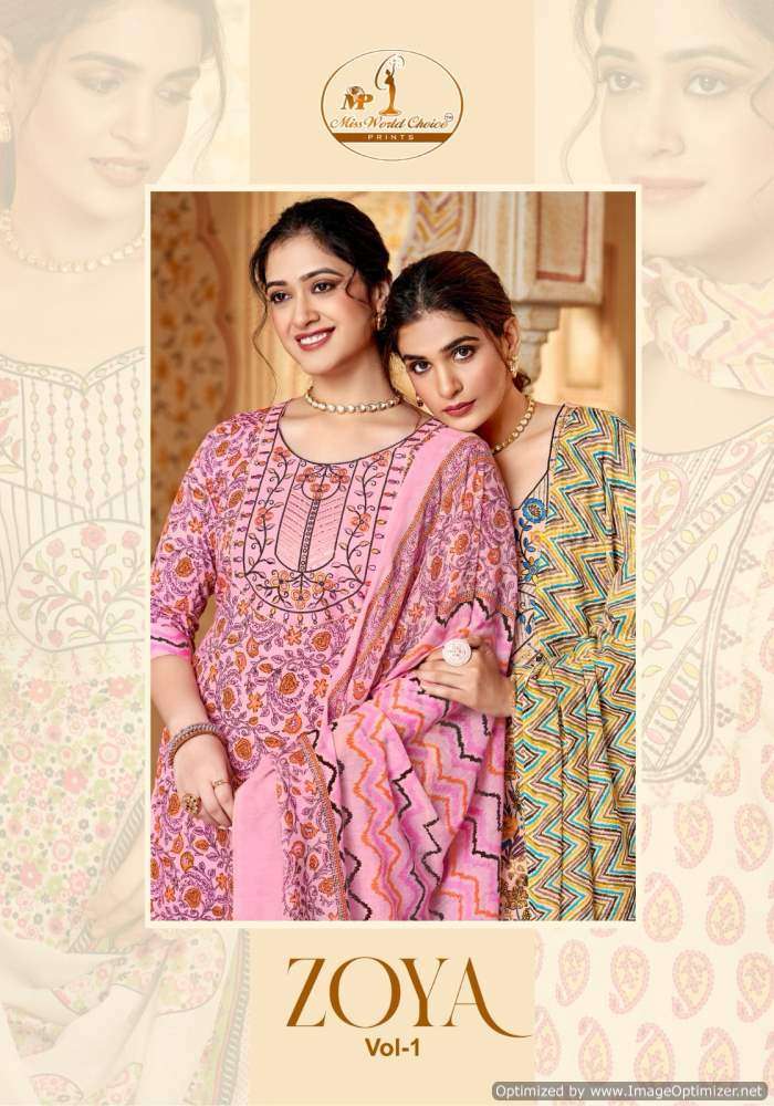 Miss World Zoya Vol-1 series 1001-1010 slub cotton suit 