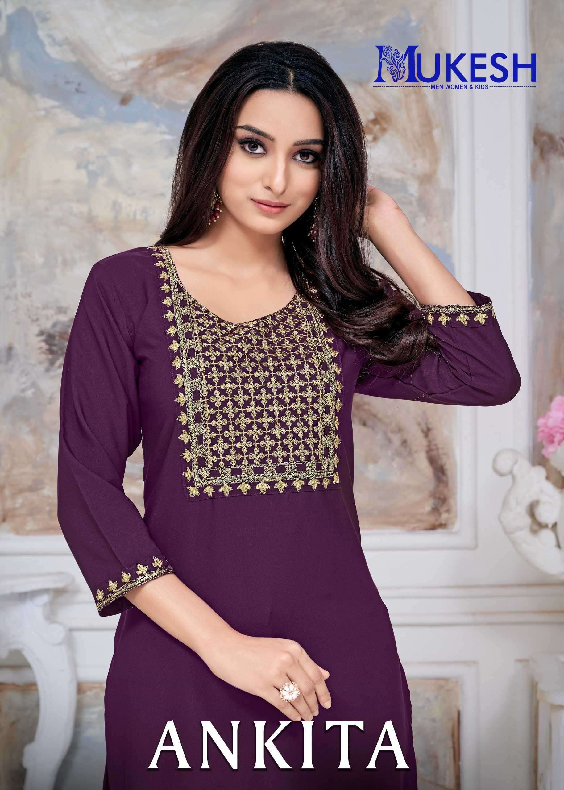 mukesh ankita series 1001-1006 malai rayon kurti 