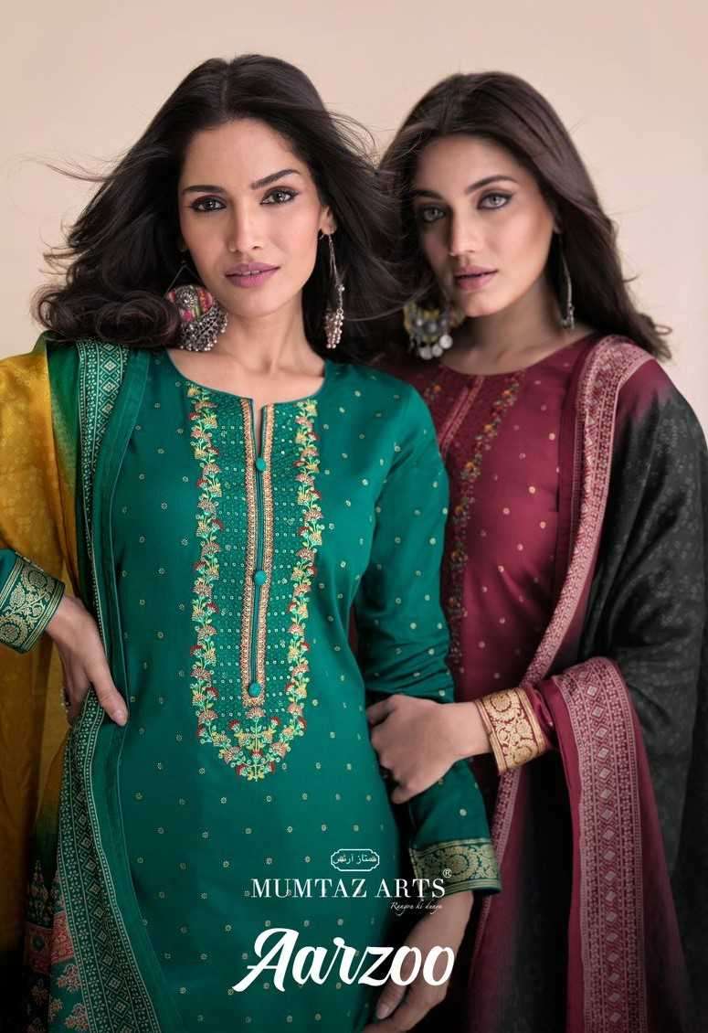 mumtaz arts aarzoo series 6001-6006 pure jam satin suit 