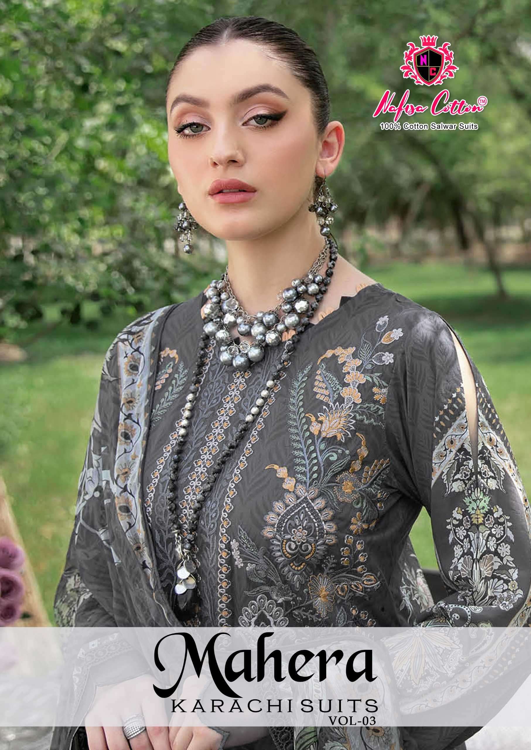 nafisa cotton mahera karachi suits vol 3 series 3001-3006 Soft Cotton suit