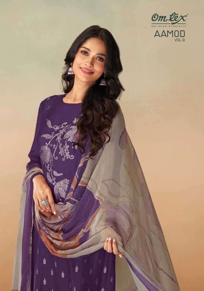omtex aamod vol 9 series 2381 muslin jacquard suit 