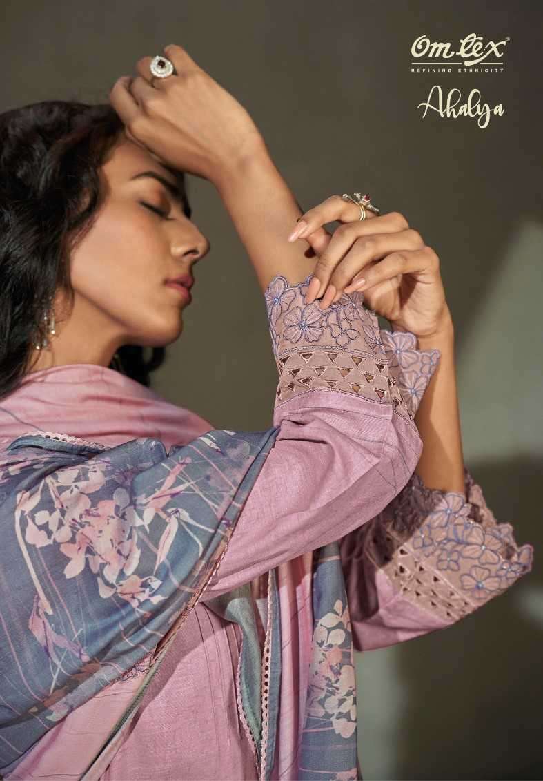omtex ahalya ruia linen digital print suit 