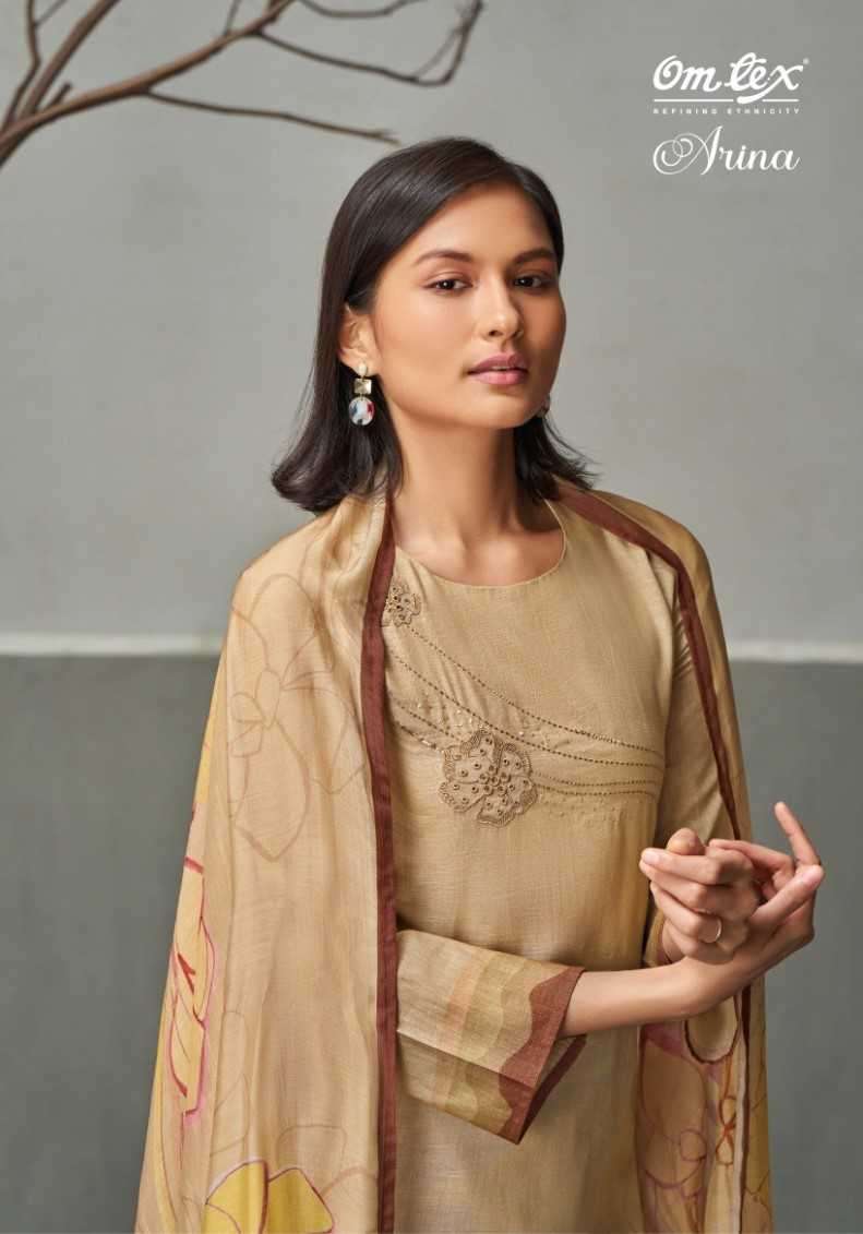 omtex arina series 3761 linen cotton digital print suit 