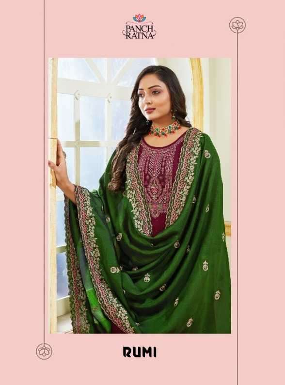 panch ratna rumi Super Georgette Lining With Additional Swarovski Work suit