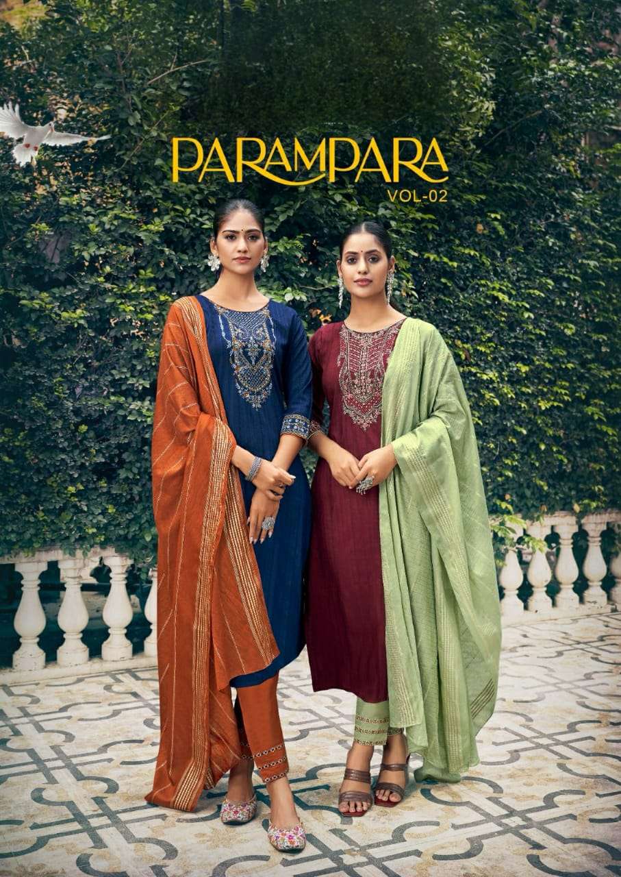 ladies flavour parampara vol 2 series 2031-2036 Heavy Chinon readymade suit 