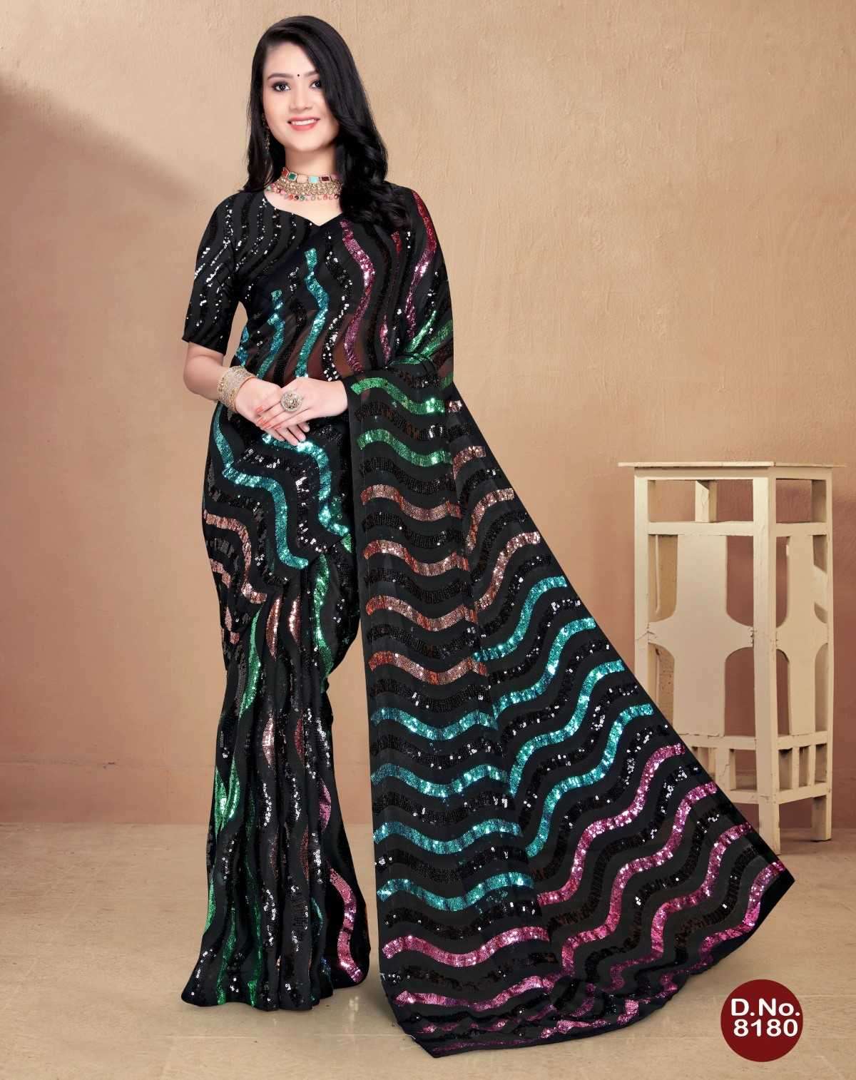 pr 8180 beautiful sequence work occasion wear sarees collection