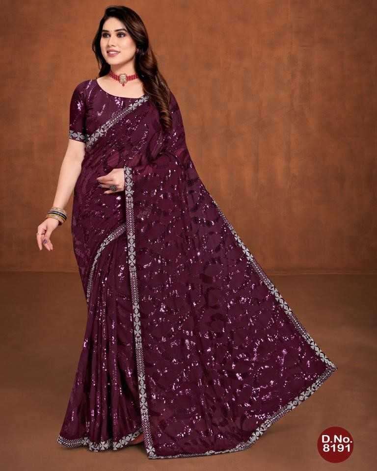 pr 8191 designer heavy sequence work latest sarees