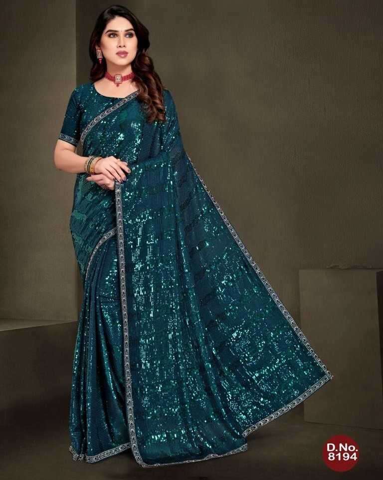 pr 8194 designer party wear heavy sequence work latest sarees 