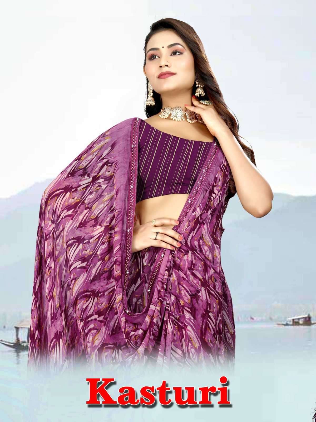 pr kasturi series 5001-5008 wetless febrices saree
