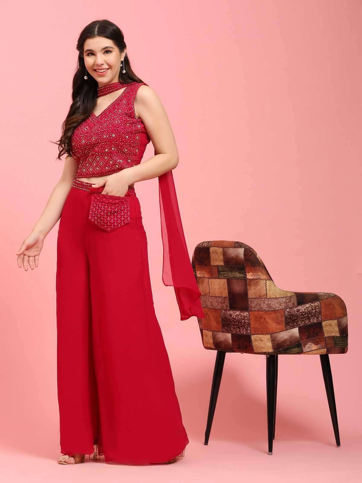 pr krc325 pure georgette readymade crop top 