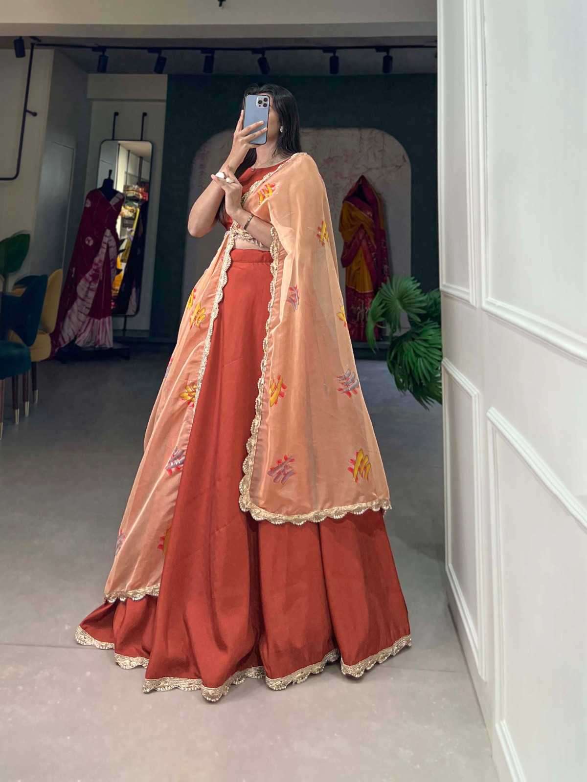pr lnb1004 Polyester Viscose Chaderi lehenga