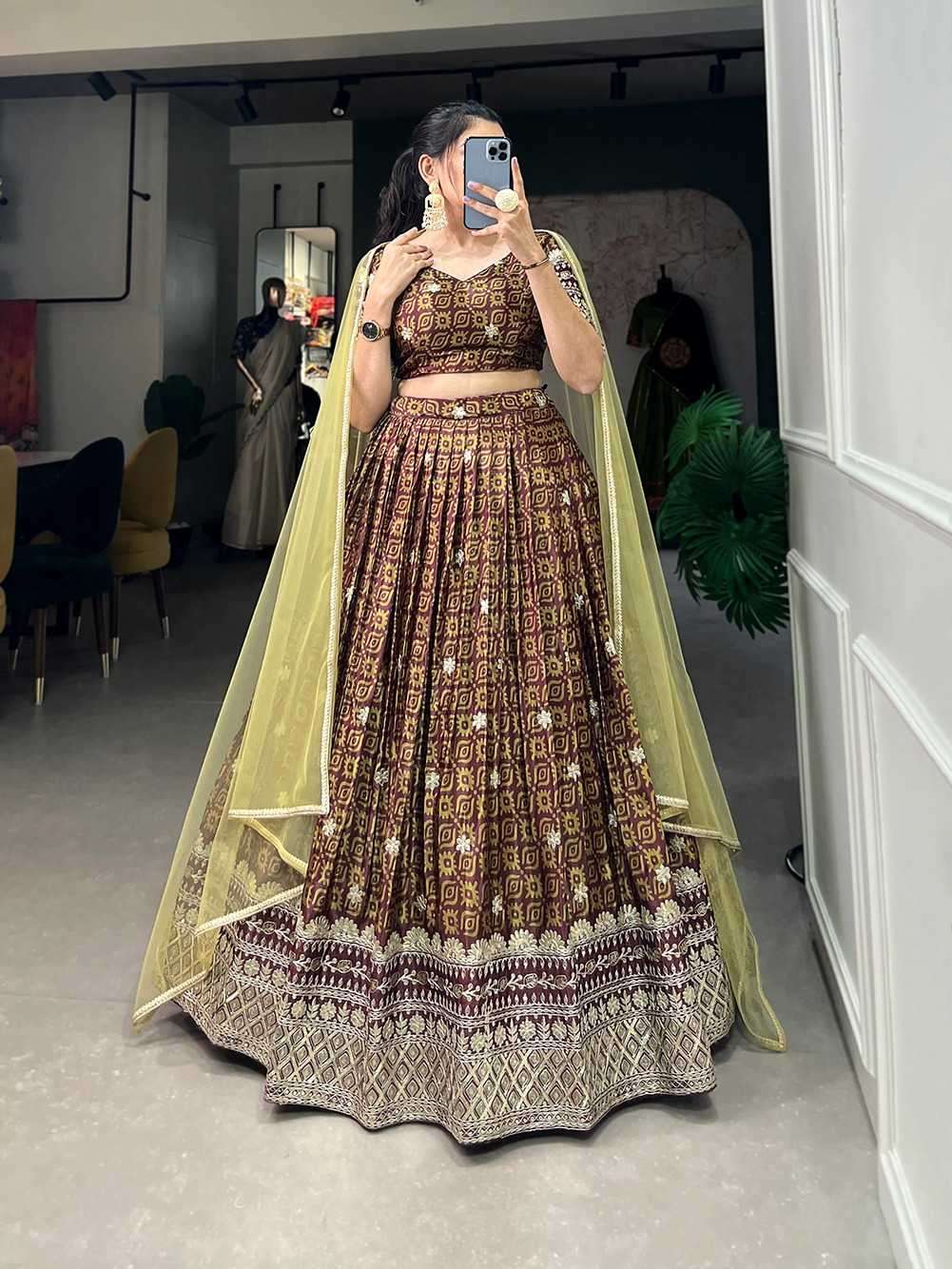 pr lnb1014 designer stitch lehenga with unstitch blouse dupatta