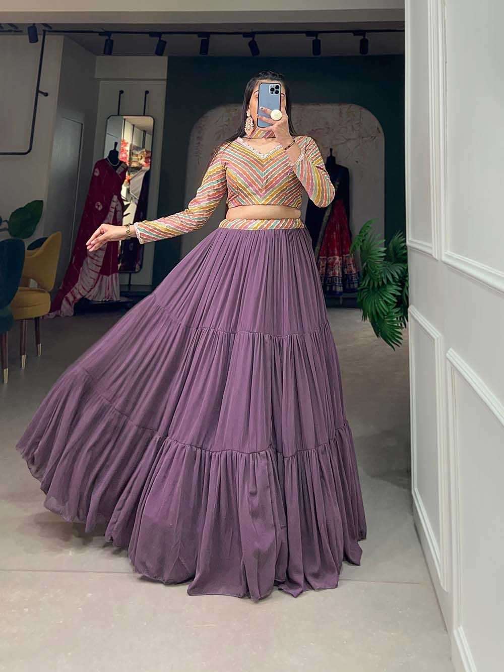 pr lnb1015luv Georgette lehenga blouse with dupatta