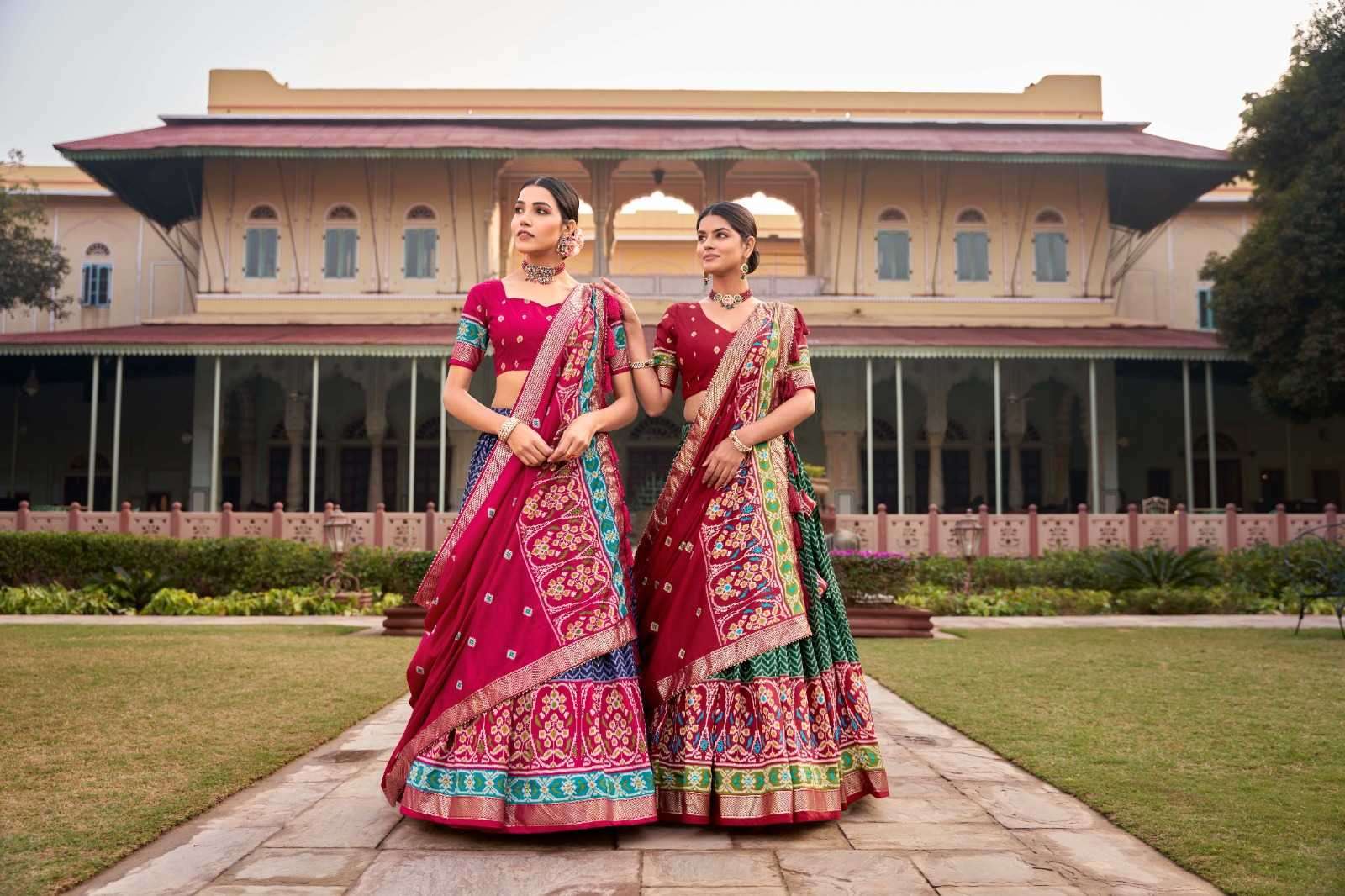 pr lnb1206 Tussar Silk Patola With Foil Print lehenga