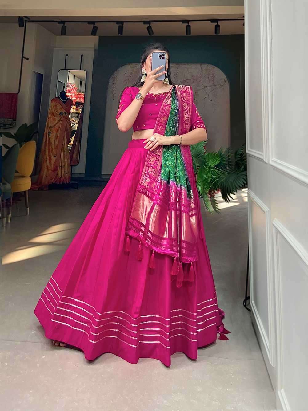 pr lnb1675 traditional wear stitched lehenga with unstitch blouse dupatta collection