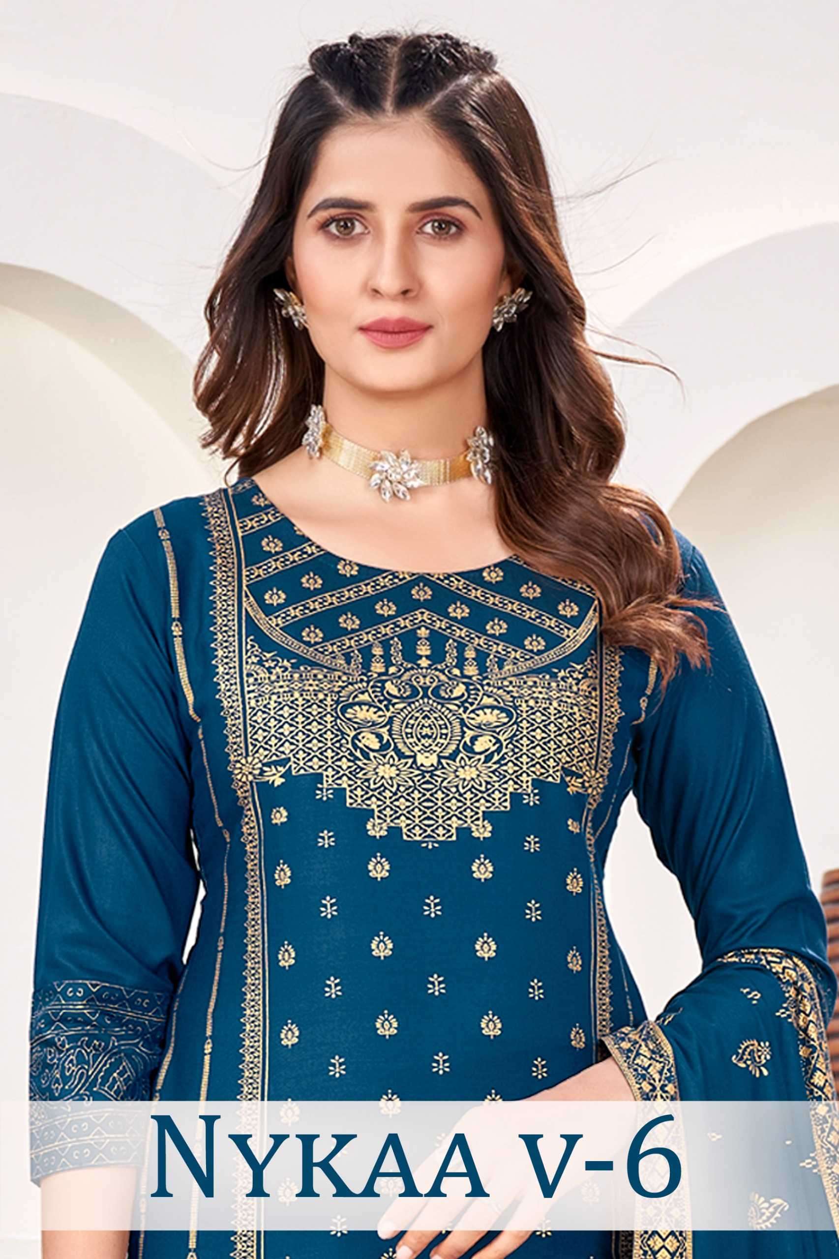 pr nykaa vol 6 series 1001-1006 rayon readymade suit 