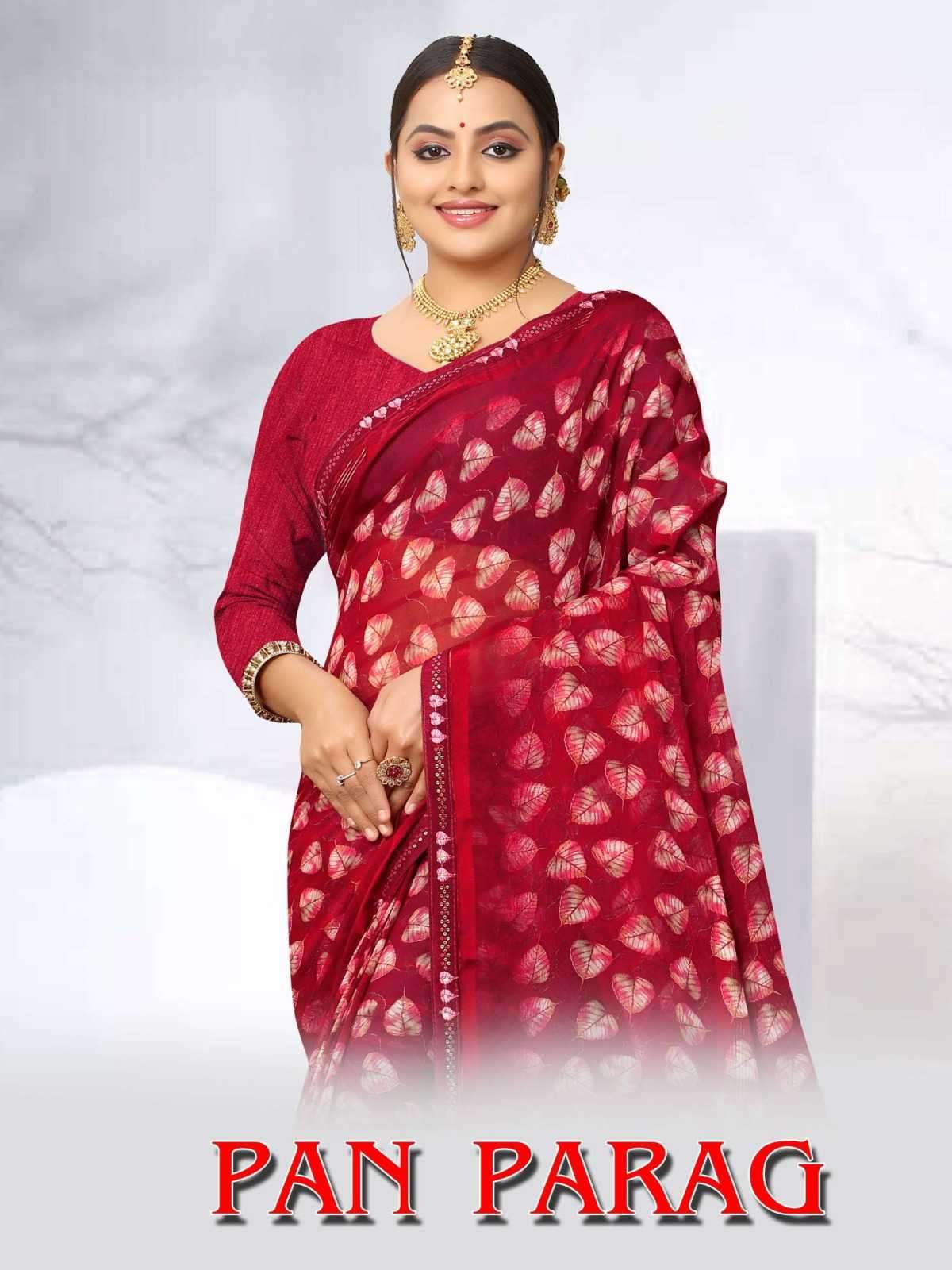 pr pan parag series 5001-5008 wetless KGF jari patta febrices saree