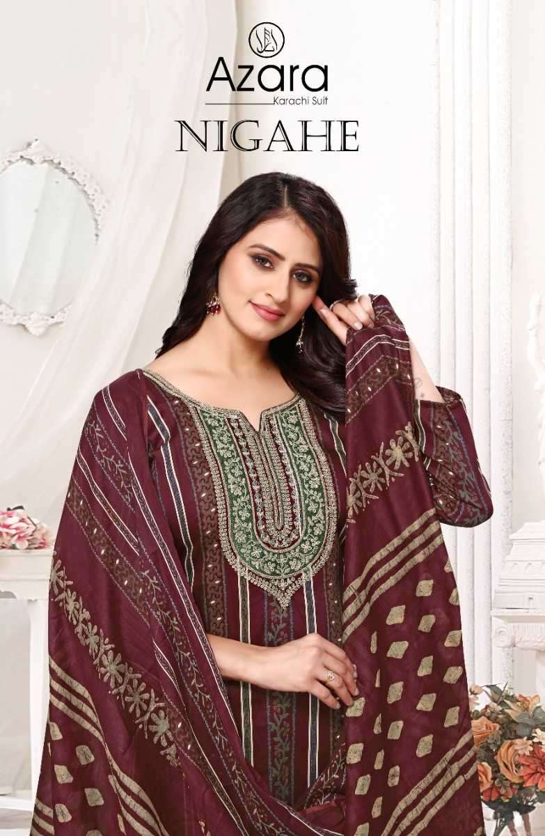 radhika azara nigahe series 1018 pure heavy zam cotton suit