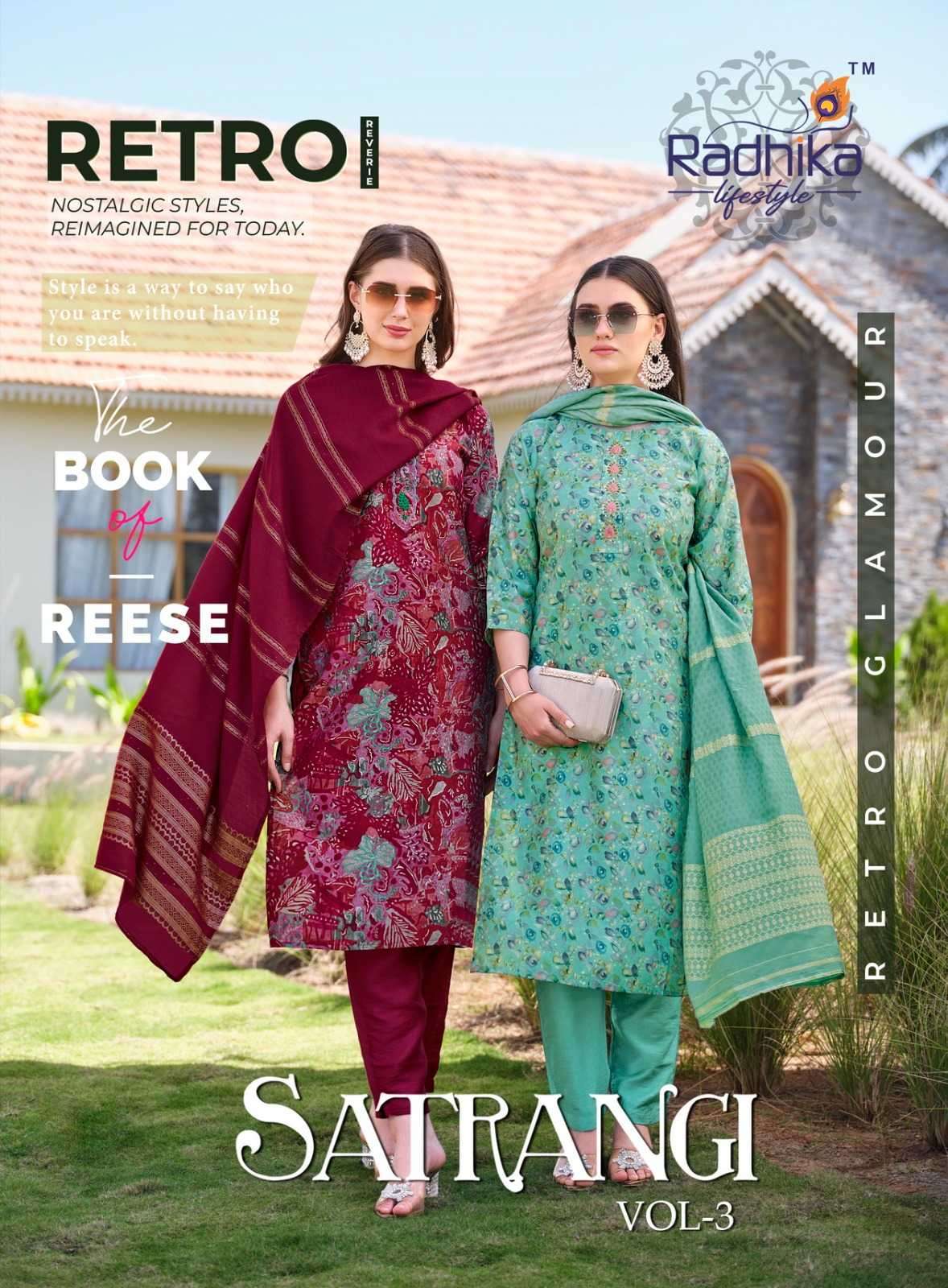 radhika satrangi vol 3 series 3001-3006 modal chanderi readymade suit 