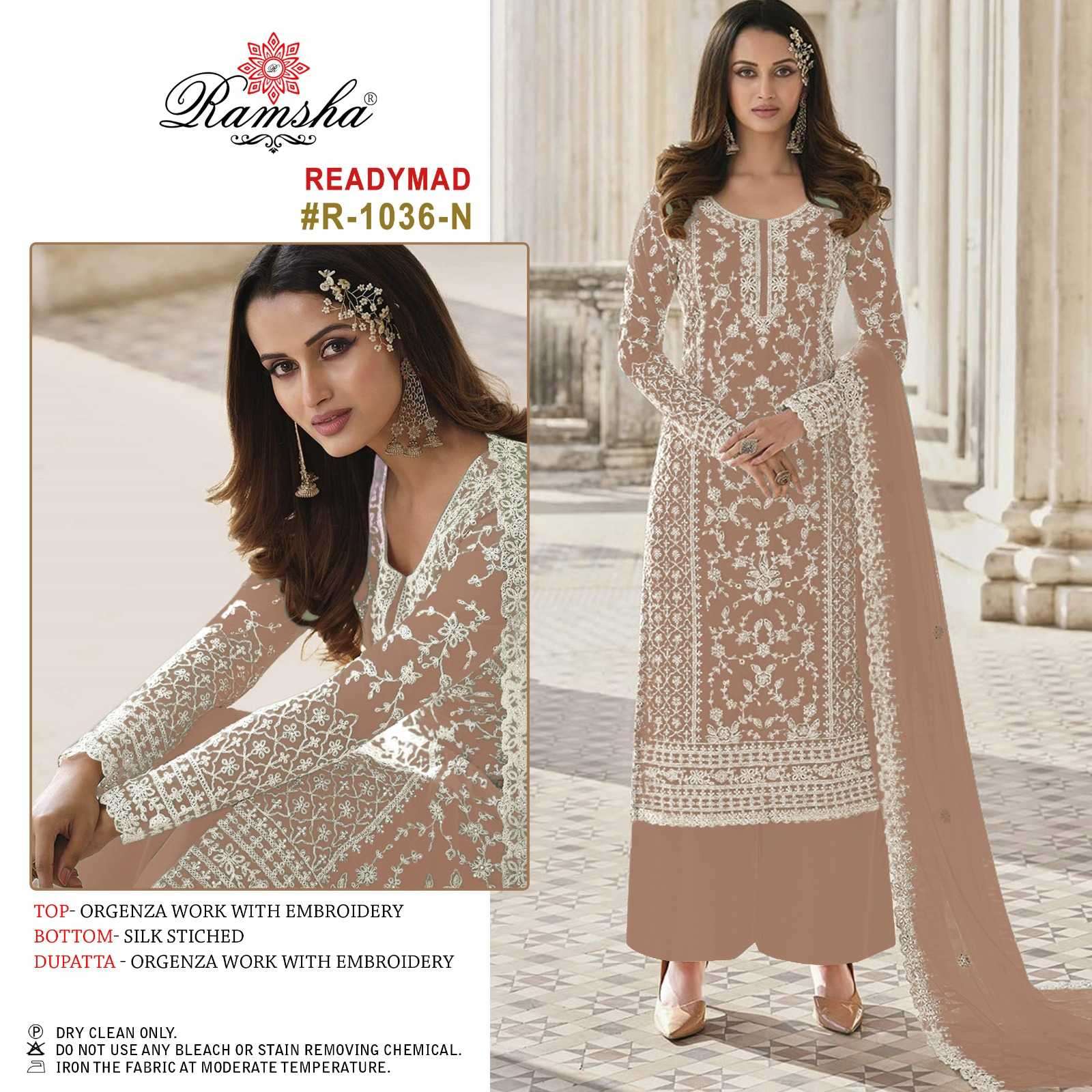 ramsha R-1036 nx lmno organza embroidery suit 