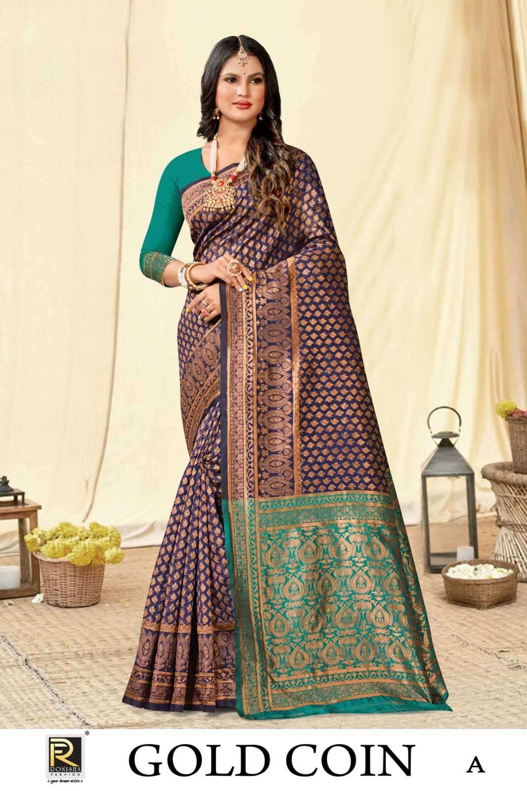 ranjna saree gold coin banarasi silk saree