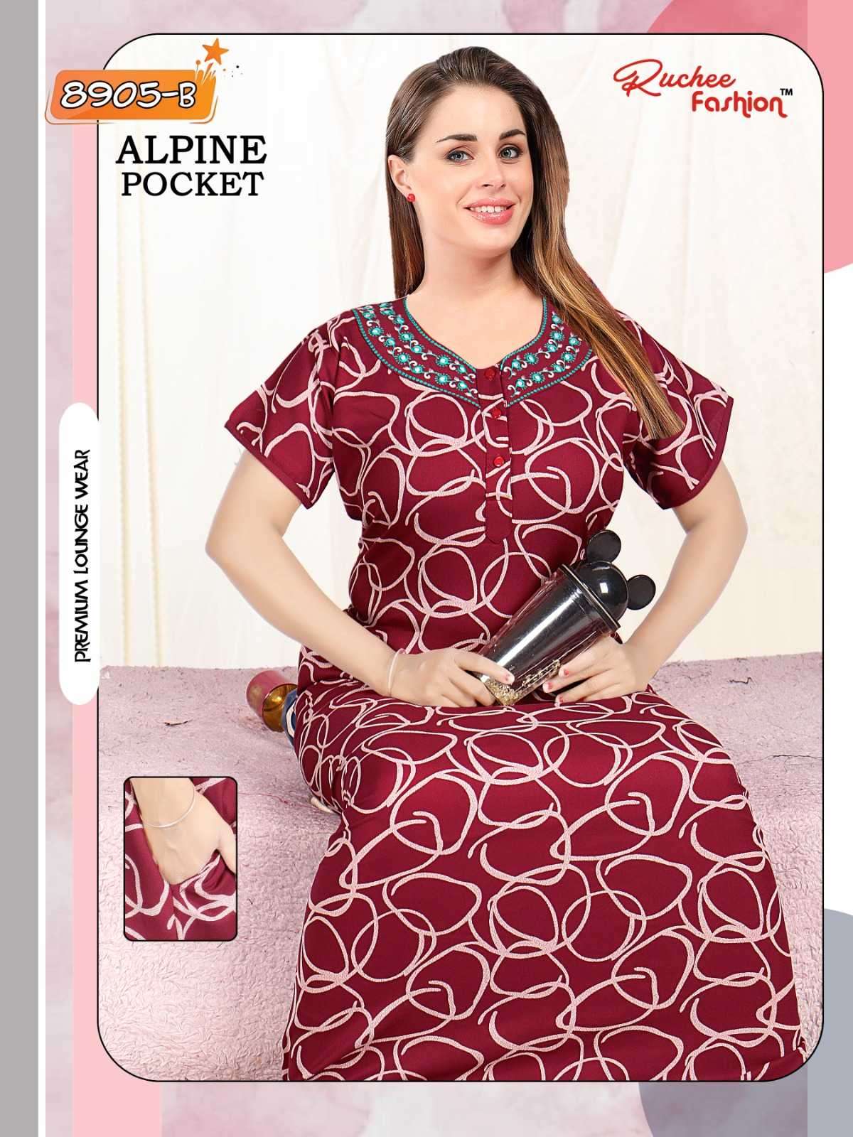 ruchee fashion alpine pocket 8901-8905 beautiful women night gown