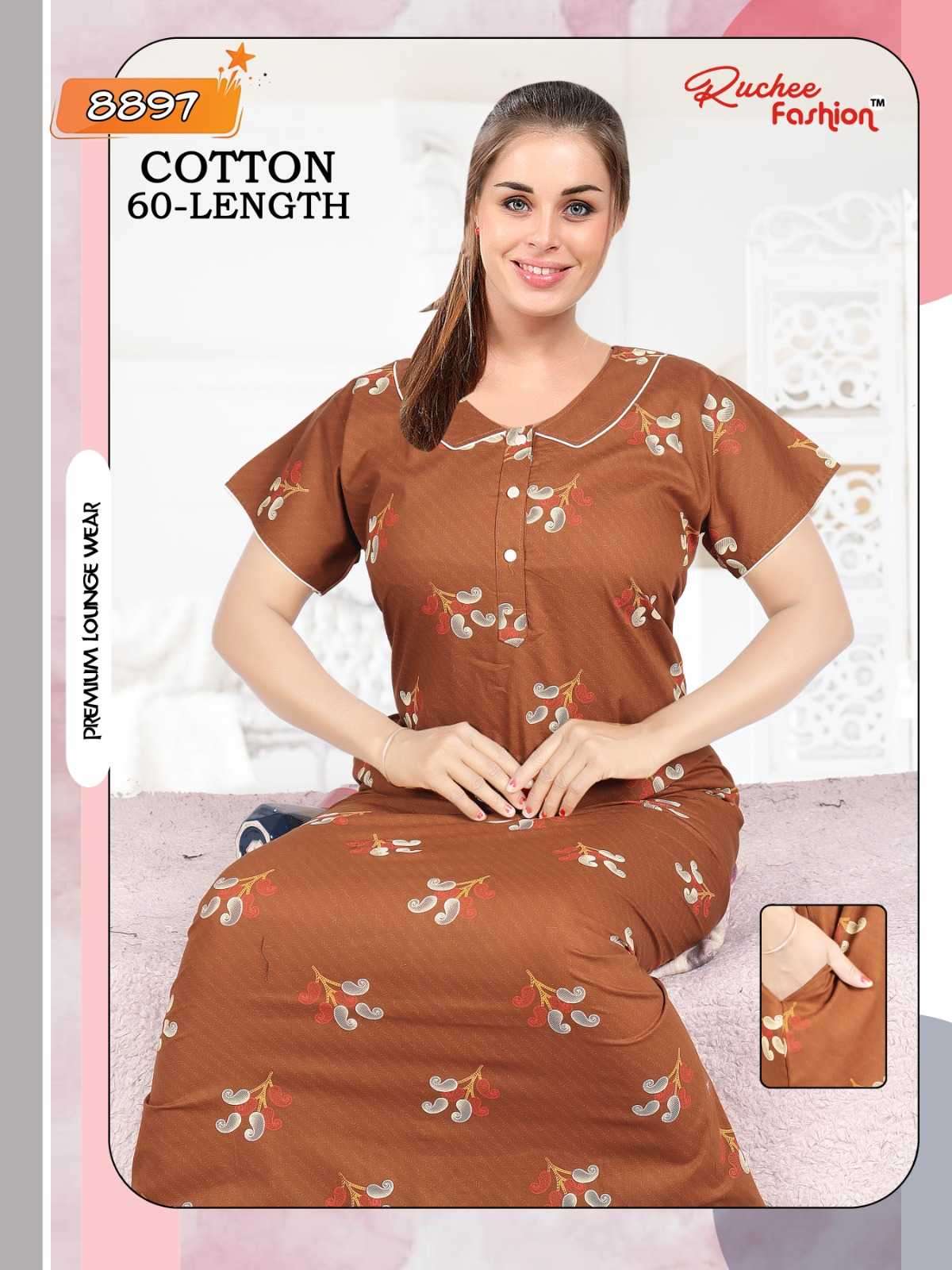 ruchee fashion cotton 60 length pocket pattern part 2 women nighty catalog