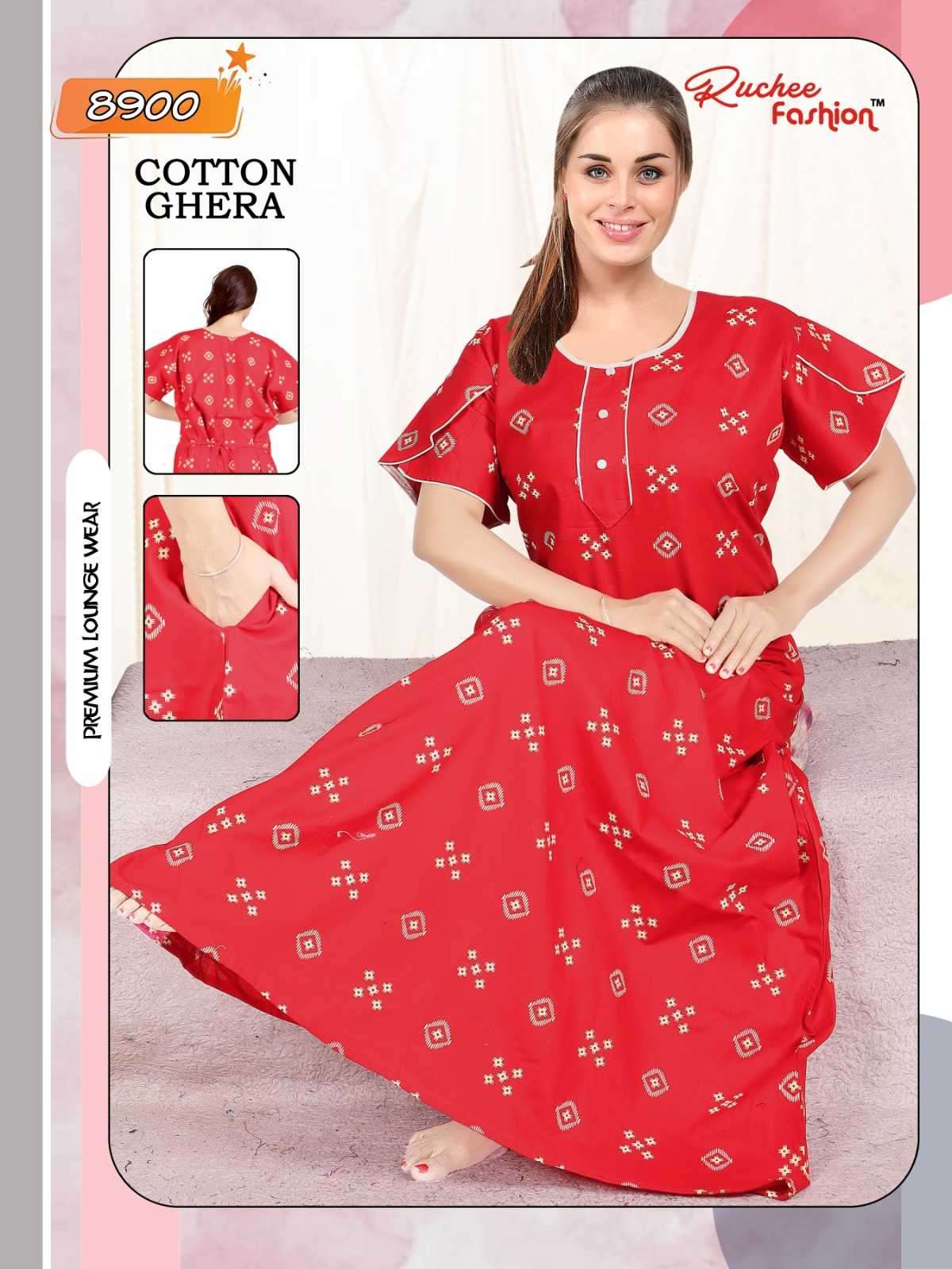 ruchee fashion cotton ghera 8900 fancy night gown