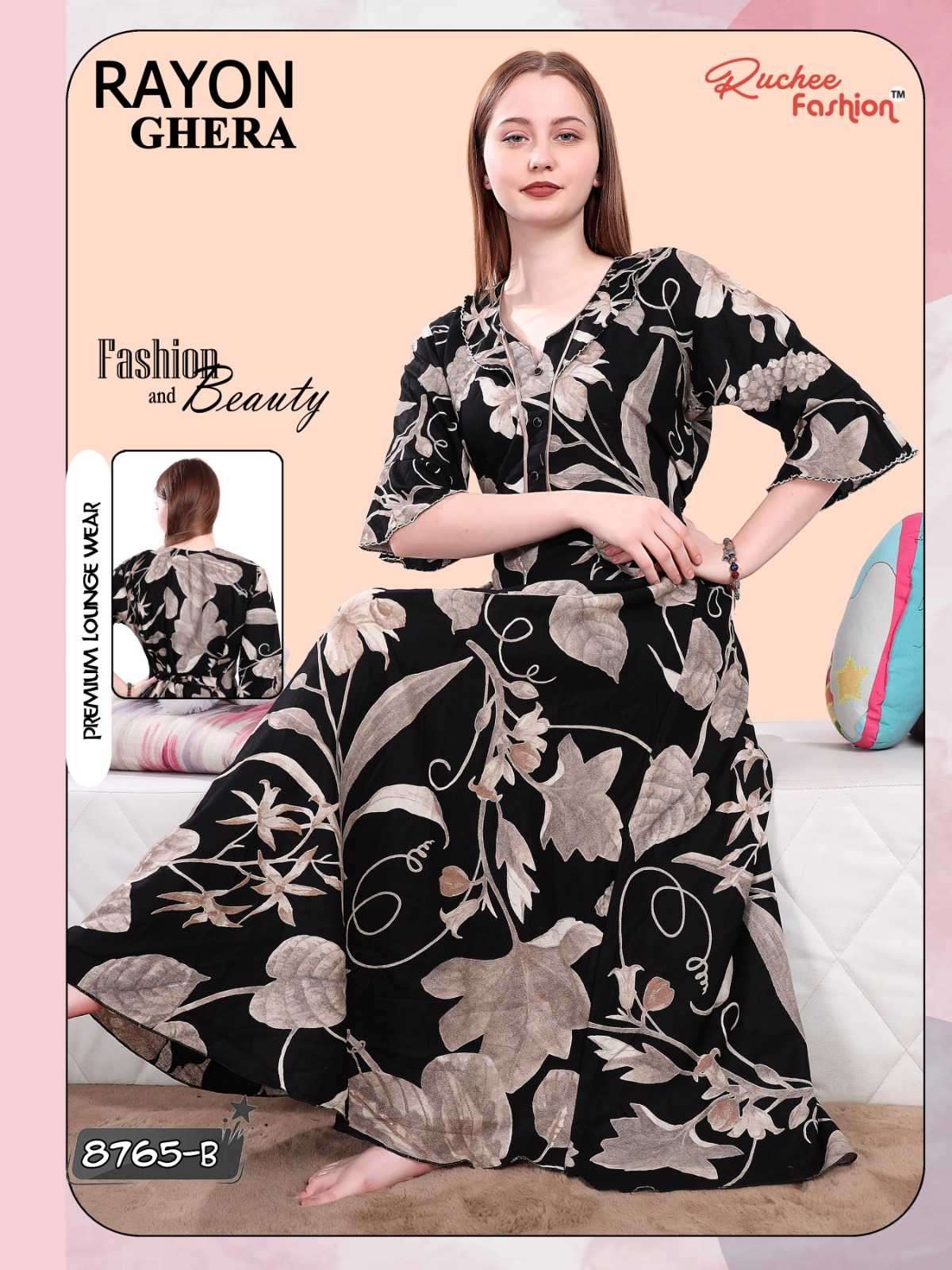 ruchee fashion rayon ghera fancy sleeves part 5 casual night gown