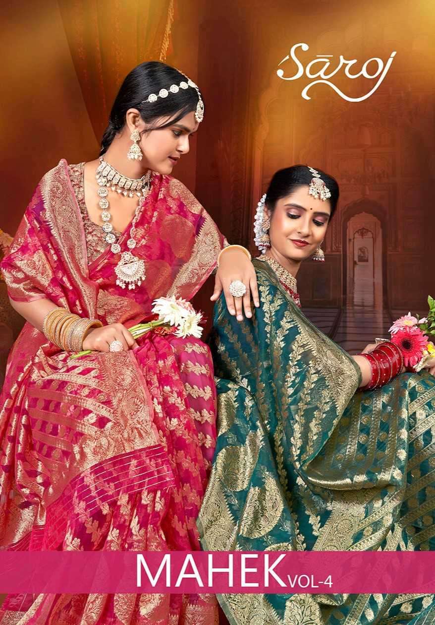 saroj mahek vol 4 series 1001-1006 Soft Orgenza Saree 
